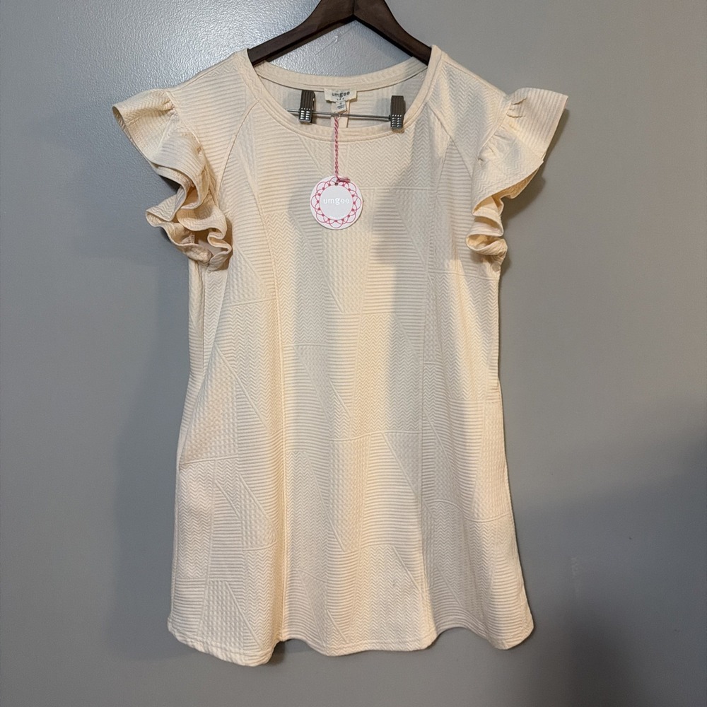 Umgee Plus Size Dress Size S Cream Textured Ruffle Sleeve New
